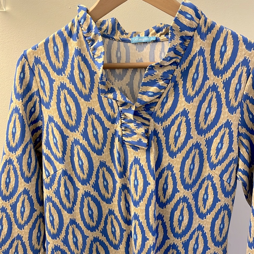 J. McLaughlin Durham Ruffle Collar Dress in Hilo Tapestry Print M